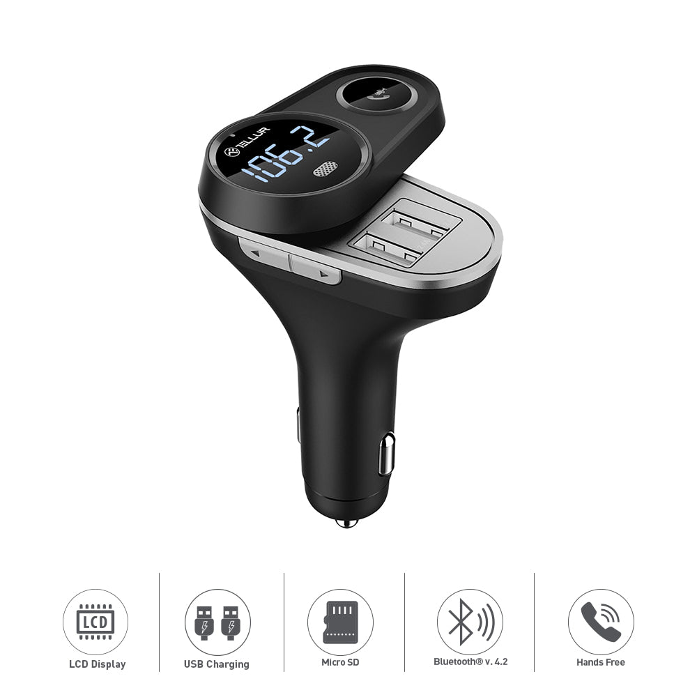 Tellur FMT‑B5 Bluetooth FM Transmitter Αυτοκινήτου με Διπλή USB & LED Ένδειξη Τάσης – Μαύρο