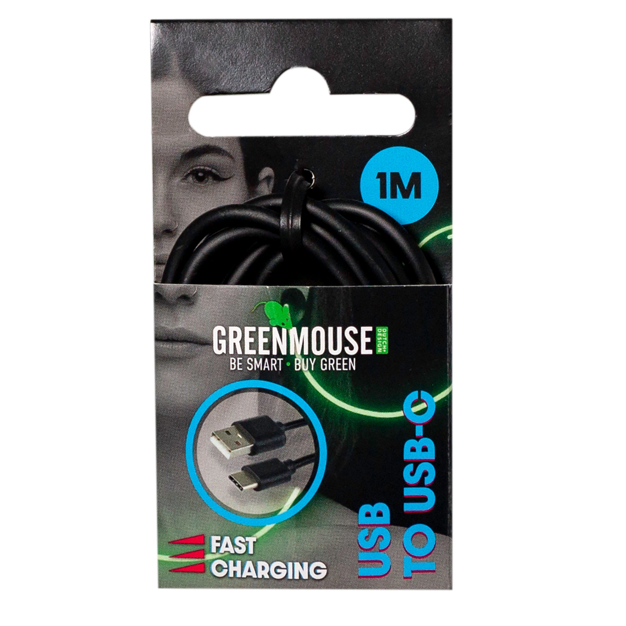 Καλώδιο φόρτισης και δεδομένων GreenMouse – USB-C 1,0 m σε μαύρο χρώμα με συσκευασία blister - 66956545