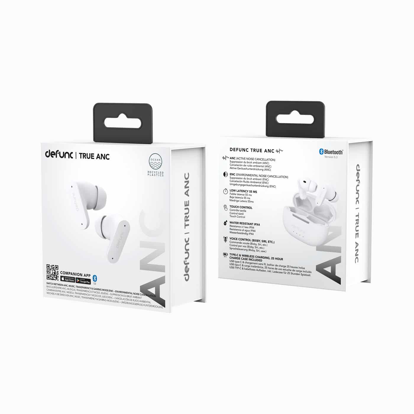 Defunc TRUE ANC Bluetooth 5.3 Ασύρματα True Wireless Ακουστικά με Active Noise Cancellation και θήκη (λευκό)