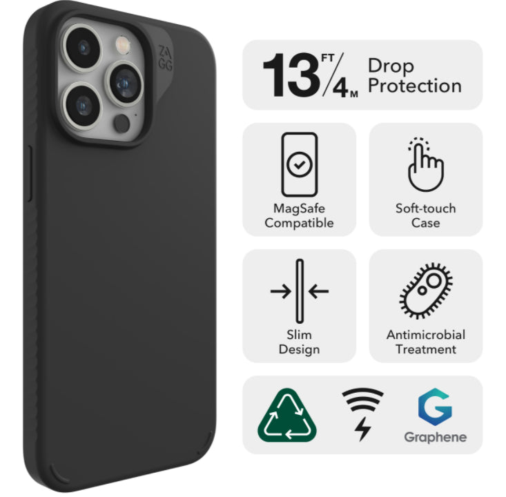 Zagg Manhattan Snap Case Θήκη προστασίας που αντέχει σε πτώσεις έως 4 μέτρα – iPhone 15 Pro Max (Black)