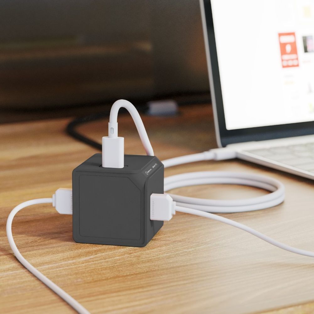 Allocacoc - USBcube - Extended - 2x USB-A+ 2x USB-C - 1.5m Cable - 65W - Γκρι DH1254GY/EUPD65