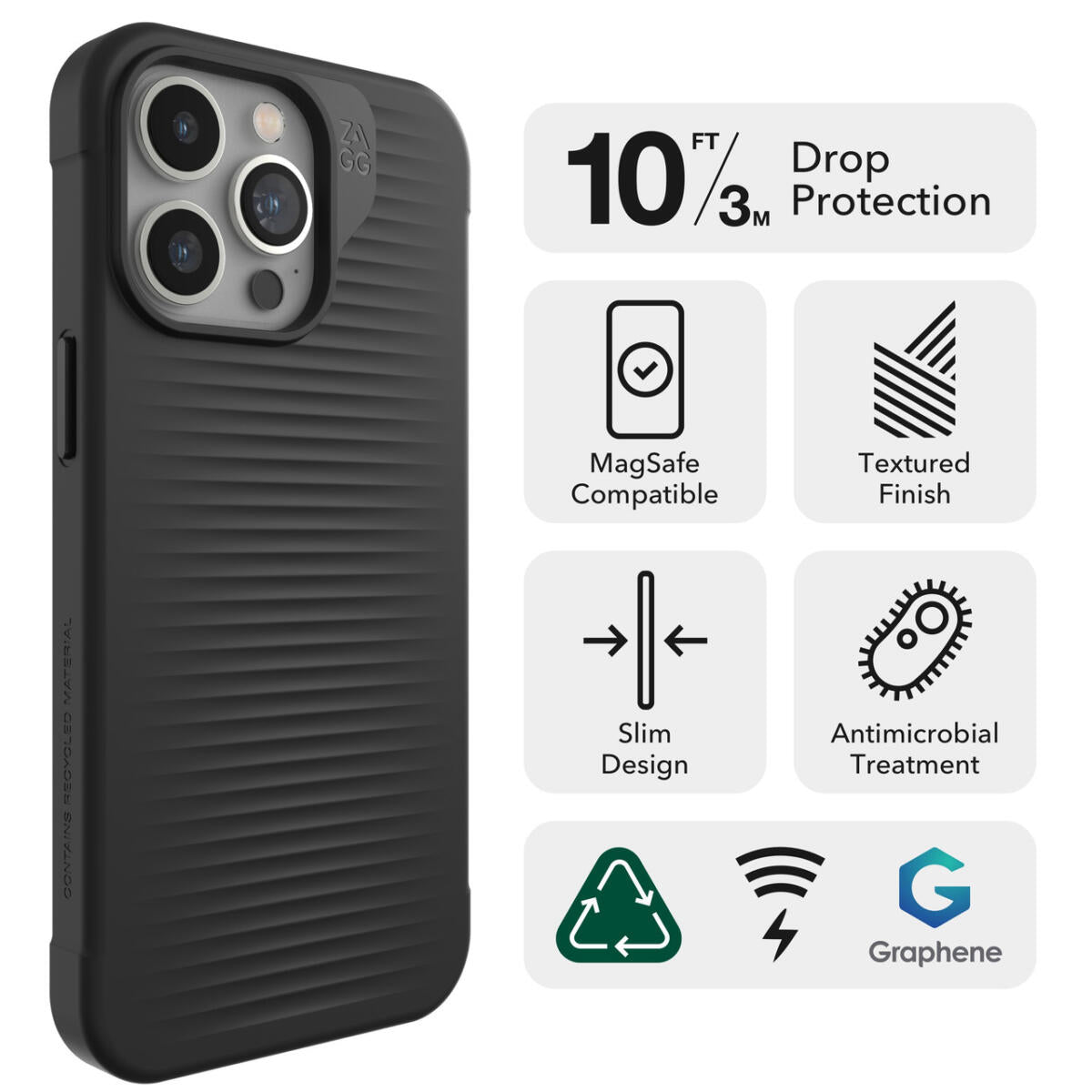 Zagg Luxe Snap Case/Glass (Bundle) Λεπτή και κομψή Θήκη προστασίας που αντέχει σε πτώσεις έως 3 μέτρα & τζαμάκι προστασίας – iPhone 15 Pro Max (Clear Bundle)
