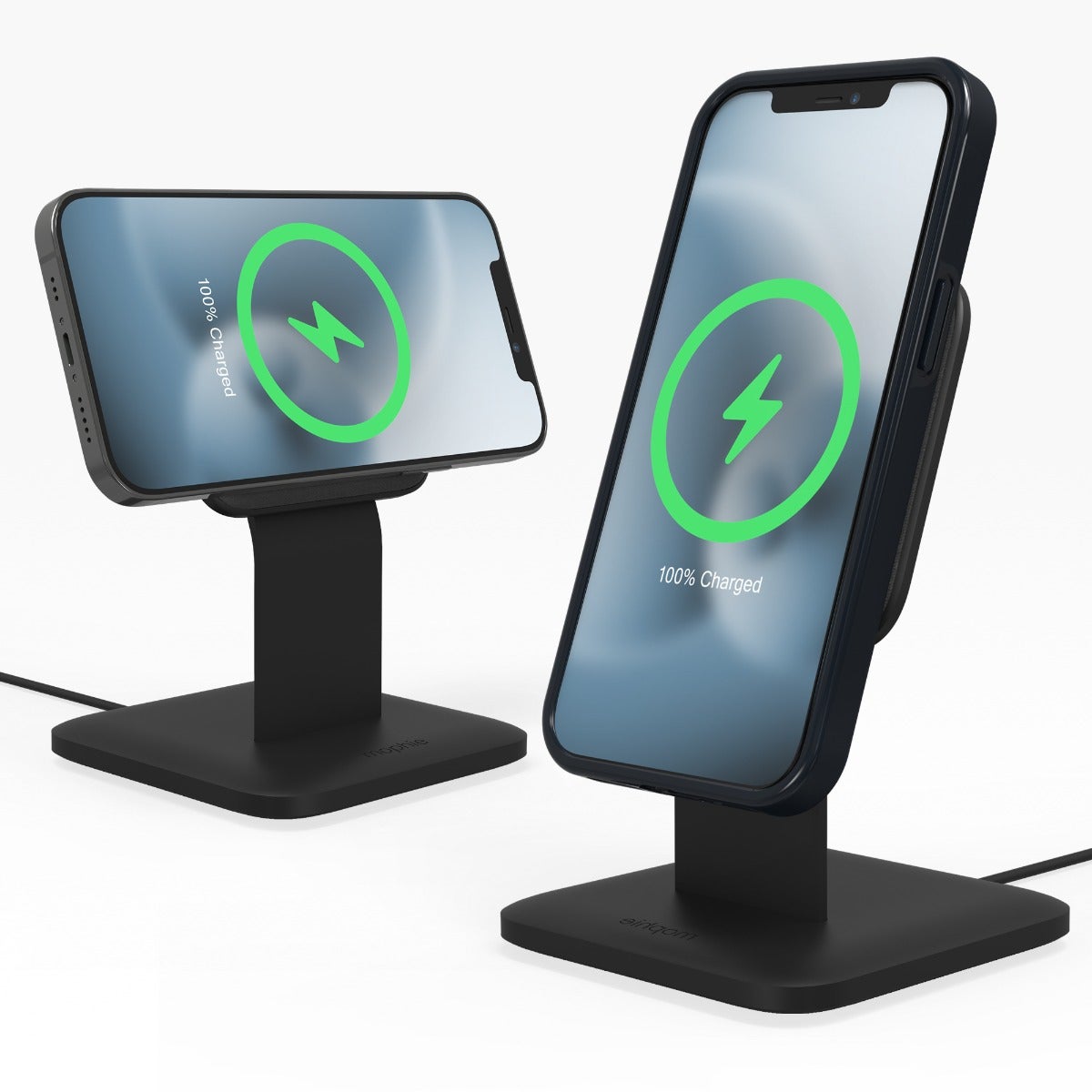 Mophie Snap+ Wireless Stand Μαγνητικός φορτιστής ισχύος 15W με ενσωματωμένο Snap Adapter και υποστήριξη Qi & MagSafe σε χρώμα μαύρο